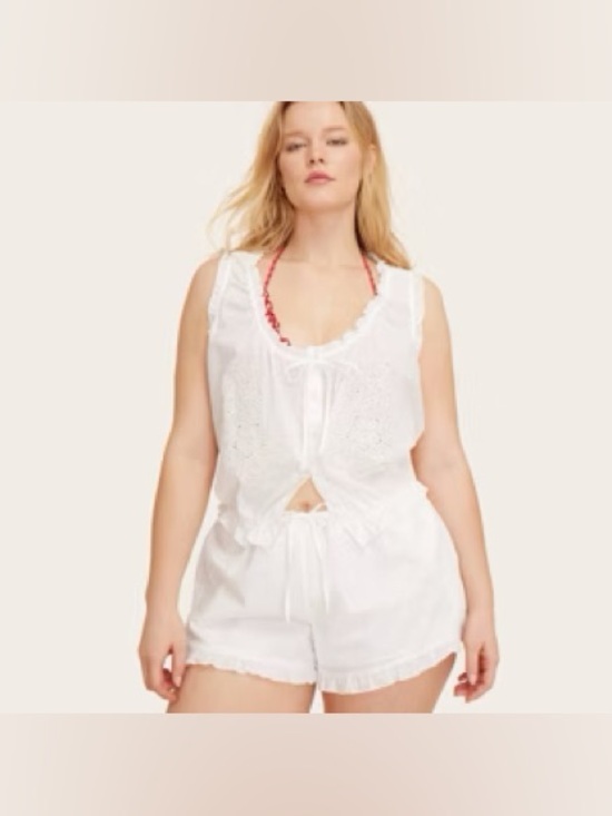 Parke Pants - NWT Parke x Target White Eyelet Ruffle Lace Shorts with Tie Front - Women’s L